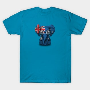 Baby Elephant with Glasses and Australian Flag T-Shirt